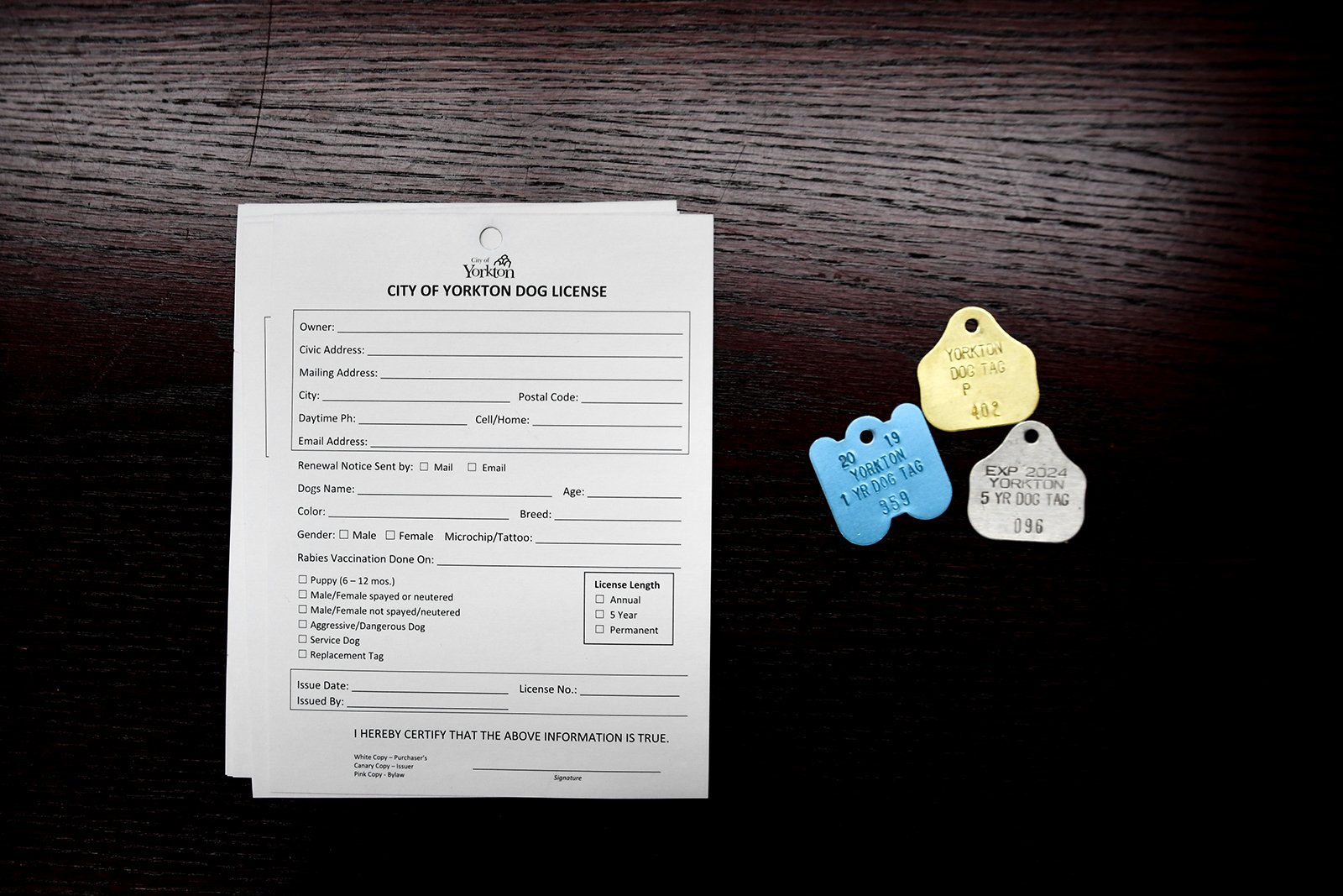 Dog tags and permit form